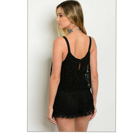 BLACK CROCHET ROMPER SHORTS - Picture 2 of 4